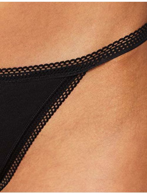 Amazon Brand - Iris & Lilly Women's Cotton Thong Panty, 5-Pack