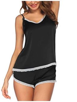 Sleepwear Satin Cami Set Sexy Nighties Silk Lingerie Short Pajamas Sets Plus Size for Women XS-XXL