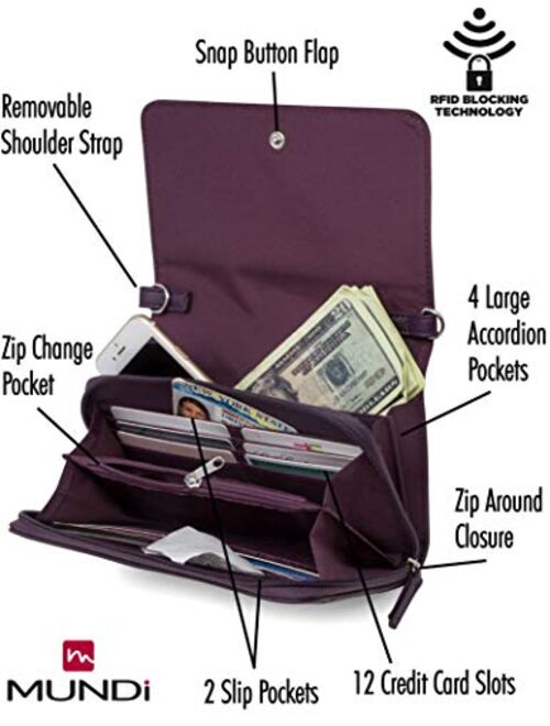 Mundi RFID Crossbody Bag For Women Anti Theft Travel Purse Handbag Wallet Vegan Leather