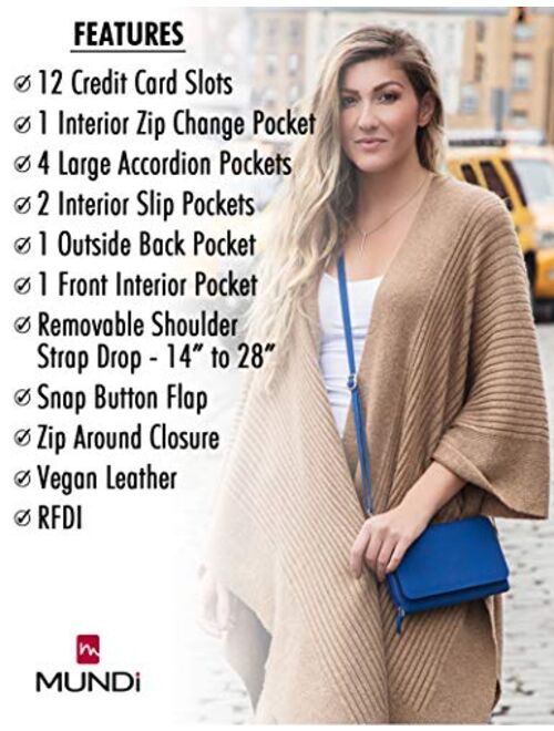 Mundi RFID Crossbody Bag For Women Anti Theft Travel Purse Handbag Wallet Vegan Leather