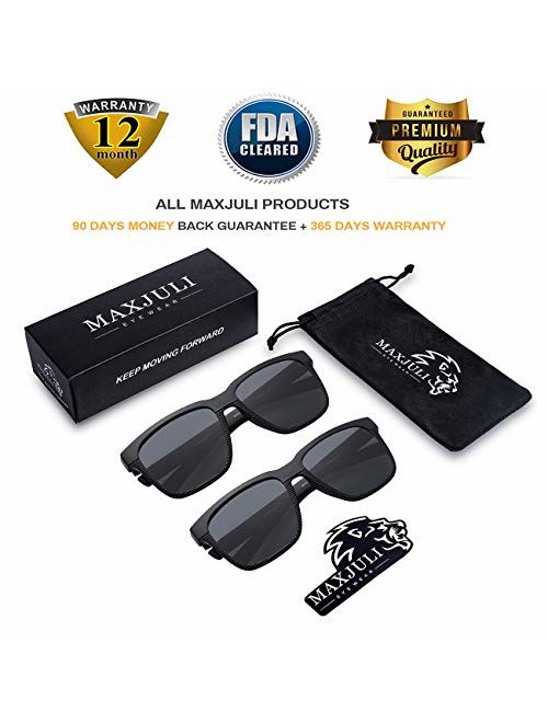 MAXJULI Polarized Sunglasses for Men Larger Sized Square Frame for Big Heads,FDA Approved MJ8023