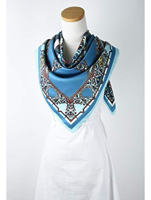 corciova XL 40x40 Inch Extra Large Silk Satin Scarf Tops for Women Head Wraps Shirt Bandana Headscarf