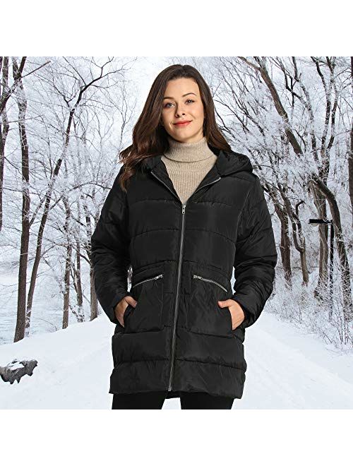 iloveSIA Women's Winter Puffer Coats Down Alternative Puffer Coat with Hood
