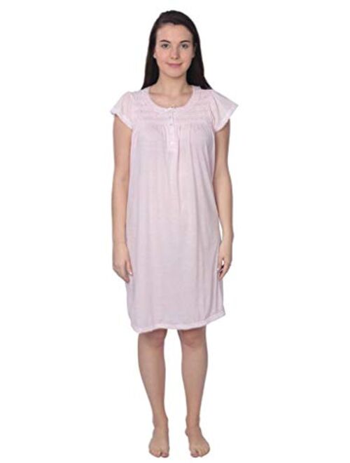 Beverly Rock Women's Cotton Blend Floral Print Short Sleeve Knit Nightgown