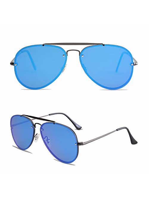 SOJOS Men's Women's Aviator Sunglasses, Rimless Metal, Mirrored, TRENDALERT SJ1105