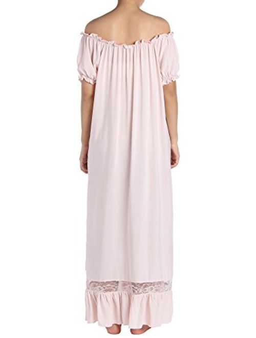 Latuza Women's Sleepwear Off The Shoulder Victorian Nightgown
