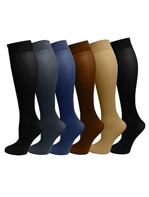 6 Pairs Pack Women Stretchy Spandex Trouser Socks Opaque Knee High