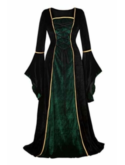 Haorugut Renaissance Costume Women Medieval Faire Costumes Velvet Irish Dress