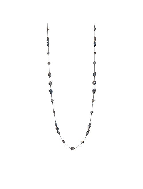LaRaso & Co Long Necklace for Women Handcrafted Silver Tone Czech Glass Crystal Bead