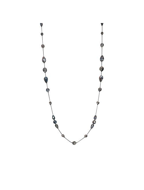 LaRaso & Co Long Necklace for Women Handcrafted Silver Tone Czech Glass Crystal Bead