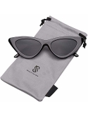 SOJOS Retro Vintage Narrow Cat Eye Sunglasses for Women Clout Goggles Plastic Frame Cardi B SJ2044 
