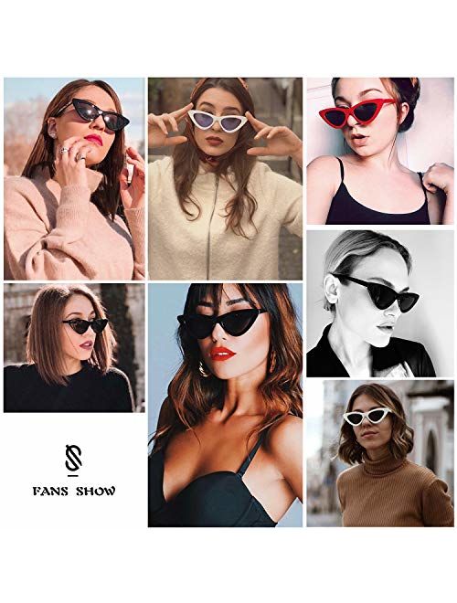 SOJOS Retro Vintage Narrow Cat Eye Sunglasses for women Clout Goggles Plactic Frame Cardi B