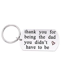 Melix Home Stainless Steel Step Daddy Keyring - 'Thank You for Being The dad You Didn't Have to be'