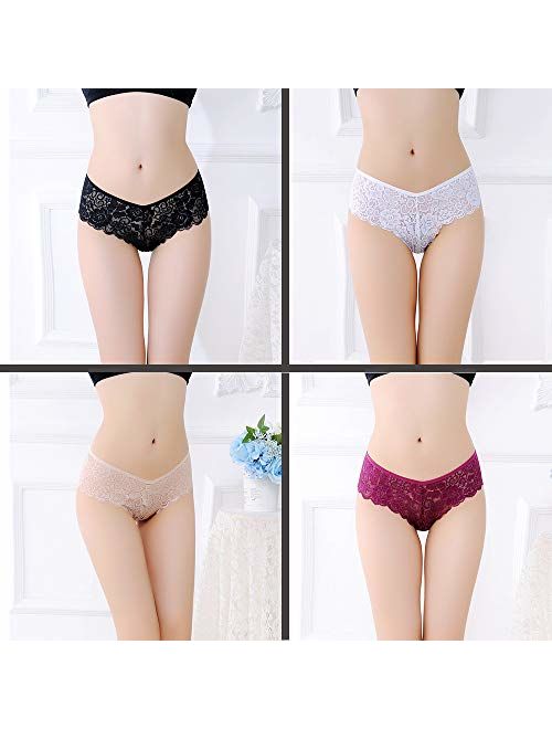 4 Pack Women's Lace Thongs Bikini Panties Sexy Lingerie Panty G-String Underwear
