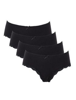 CharmLeaks Womens Cotton Underwear Hipster Panties Lace Trim Briefs Pack of 4