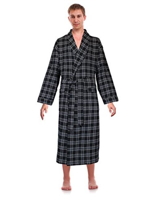 Casual Trends Classical Sleepwear Mens 100% Cotton Flannel Shawl Collar Robe,