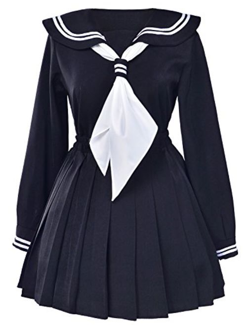 Classic Japanese School Girls Sailor Dress Shirts Uniform Anime Cosplay Costumes with Socks Set