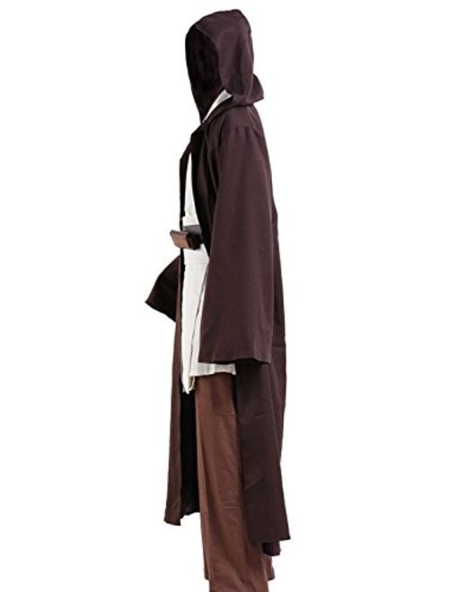 Halloween Tunic Costume Set Cosplay Outfit Brown with White