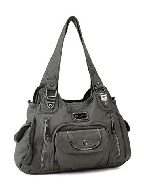 Scarleton Satchel Handbag for Women, Ultra Soft Washed Vegan Leather Crossbody Bag, Shoulder Bag, Tote Purse, H1635