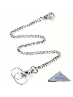 Keychain, Wisdompro Heavy Duty Pocket Keychain Wallet Chain with Lobster Clasp and 2 Keyrings for Jeans Pants