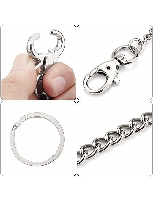 Keychain, Wisdompro Heavy Duty Pocket Keychain Wallet Chain with Lobster Clasp and 2 Keyrings for Jeans Pants