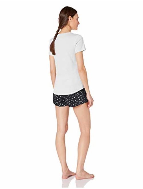 Amazon Essentials Women's Lightweight Flannel Short and Cotton T-Shirt Sleep Set