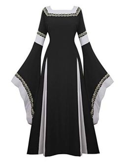 Womens Irish Medieval Dress Renaissance Costume Retro Gown Cosplay Costumes Fancy Long Dress