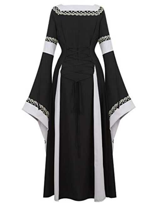 Womens Irish Medieval Dress Renaissance Costume Retro Gown Cosplay Costumes Fancy Long Dress