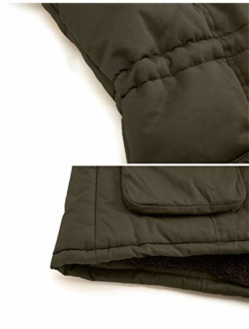 YXP Women's Winter Thicken Military Parka Jacket Warm Fleece Cotton Coat with Fur Hood