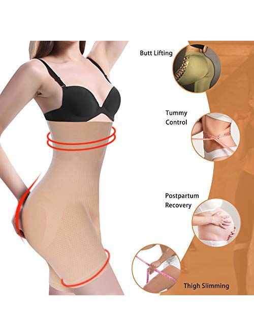 Nebility Women Waist Trainer Shapewear Tummy Control Body Shaper Shorts Hi-Waist Butt Lifter Thigh Slimmer