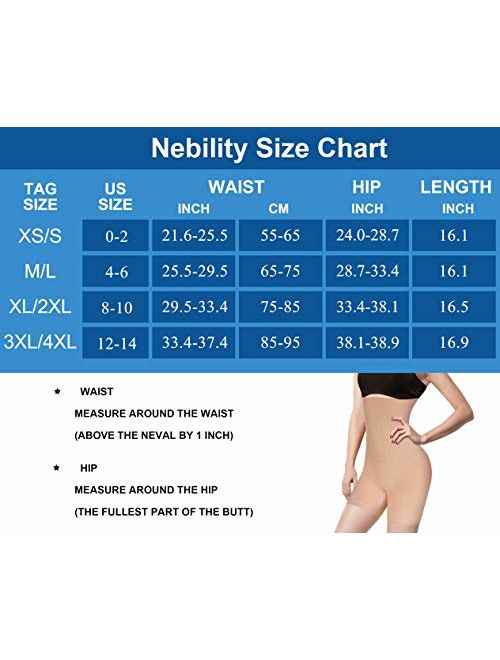 Nebility Women Waist Trainer Shapewear Tummy Control Body Shaper Shorts Hi-Waist Butt Lifter Thigh Slimmer