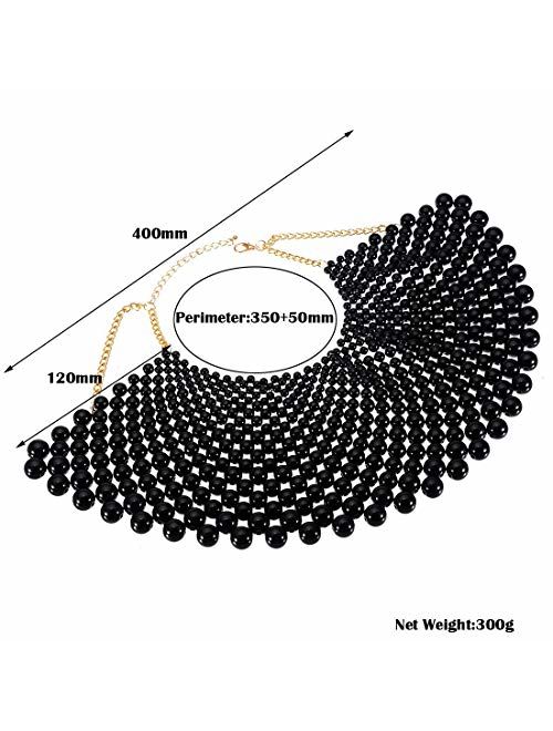 Bib Collar Necklace Chunky CCB/Crystal/Pearl Resin Beads Chain Choker Statement Necklace Womens Fashion Jewelry Necklace