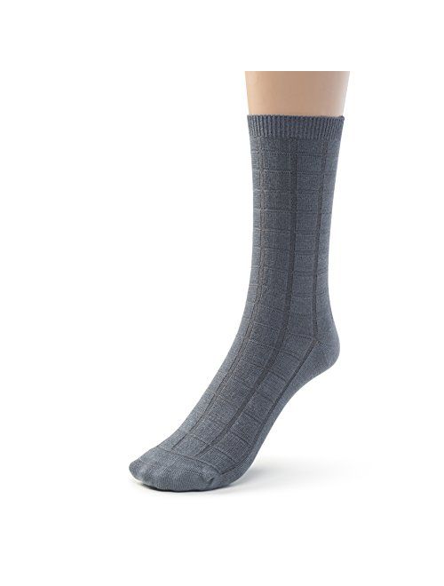 Silky Toes 3 or 6 Pk Womens Textured Bamboo Crew Socks, Designed Dress and Casual Socks