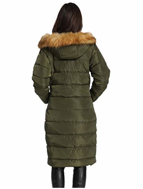 iloveSIA Women's Winter Long Puffer Coats Maxi Warm Coat with Fur Trimmed Hood