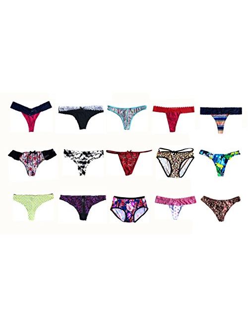 Morvia Variety Panties for Women Pack Sexy Thong Hipster Briefs G-String Tangas Assorted Multi Colored Underwear
