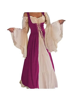 Womens's Medieval Renaissance Costume Cosplay Chemise and Over Dress