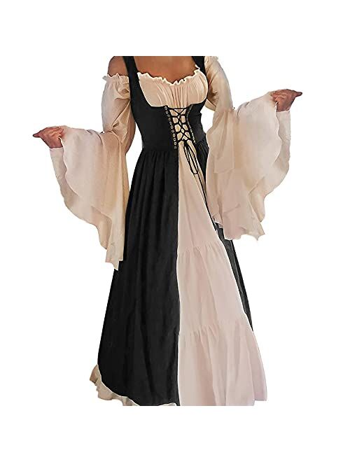 Abaowedding Womens's Medieval Renaissance Costume Cosplay Chemise and Over Dress