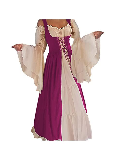 Abaowedding Womens's Medieval Renaissance Costume Cosplay Chemise and Over Dress