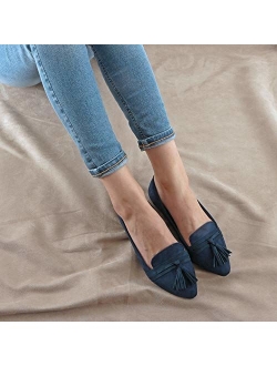 Guilty Heart | Women's Tassel Slip On Comfortable Pointy Toe Oxford Loafer | Faux Suede Espadrille Casual Flats