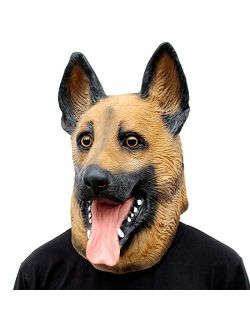 CreepyParty Novelty Halloween Costume Super Bowl Underdog Party Latex Dog Head Mask (German Shepherd)