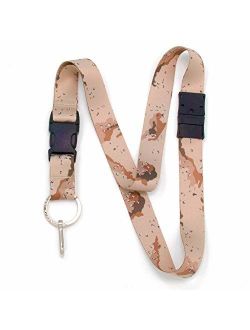 Buttonsmith Woodland Camo Custom Wristlet Key Chain Lanyard - Customize with Your Name - Short Length with Flat Ring and Clip - Made in The USA