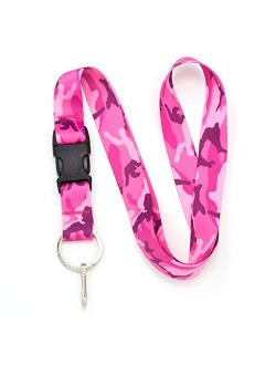Buttonsmith Woodland Camo Custom Wristlet Key Chain Lanyard - Customize with Your Name - Short Length with Flat Ring and Clip - Made in The USA