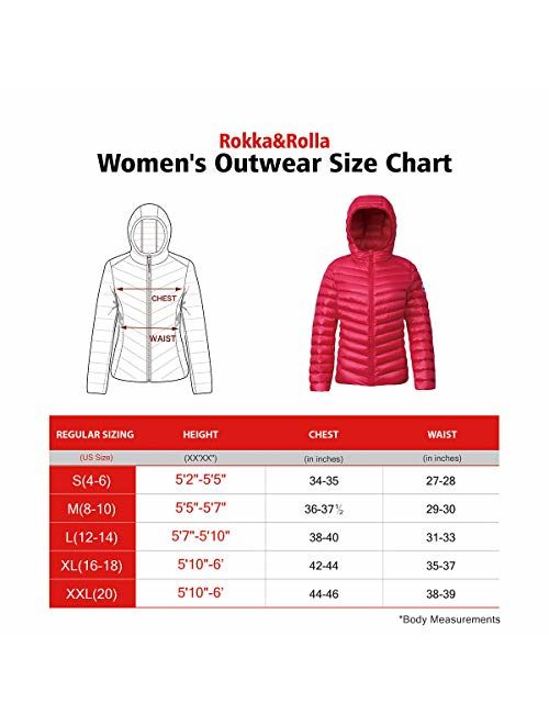 Rokka&Rolla Women's Ultra Lightweight Hooded Packable Puffer Down Jacket