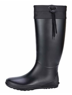 Women's Packable Tall Rain Boots - NOT for Wide Calf - Ultra Lightweight Flat Field Wellies