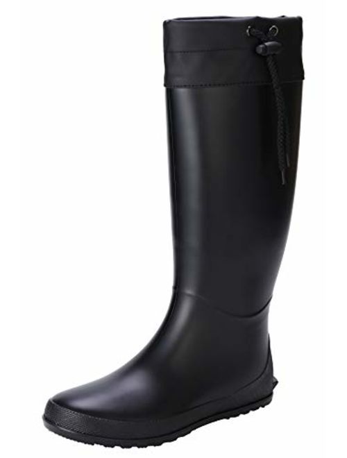 Women's Packable Tall Rain Boots - NOT for Wide Calf - Ultra Lightweight Flat Field Wellies