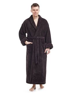 Arus Men's Shawl Collar Full Length Tall Long Fleece Robe, Turkish Bathrobe