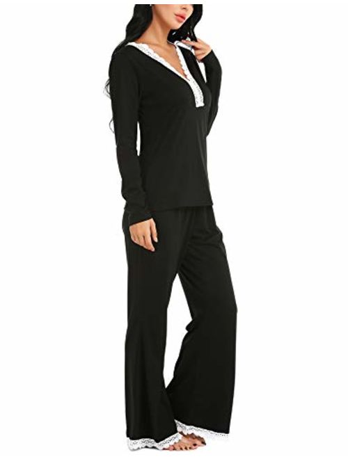 ARANEE Women's Pajamas Set Long Sleeve Sleepwear Soft Pj Set Lounge Nightgowns
