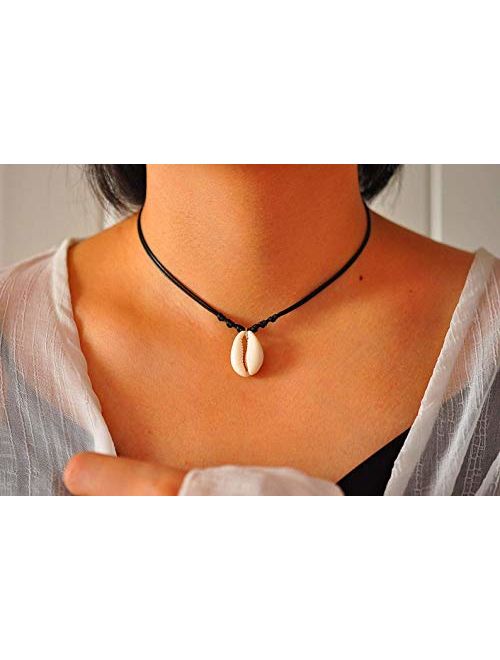 WAINIS 8PCS Bohemian Pearl Shell Beads Beach Choker Handmade Hawaii Wakiki Clavicle Necklace Set for Women