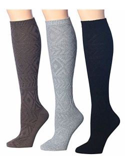 Tipi Toe Women's 3-Pairs Winter Warm Knee High Cotton-Blend Boot Socks