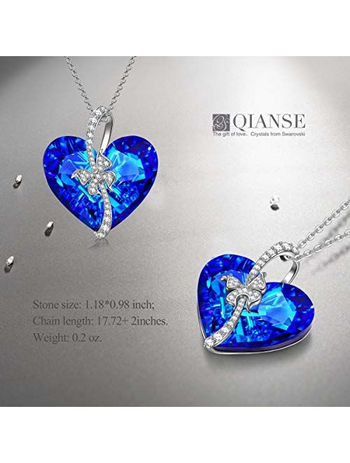 QIANSE Mothers Day Necklaces Gifts for Women Heart of The Ocean Necklaces for Women with Swarovski Crystals Jewelry for Women for Grandma Gifts for Mom Gifts Teen Girl Gi